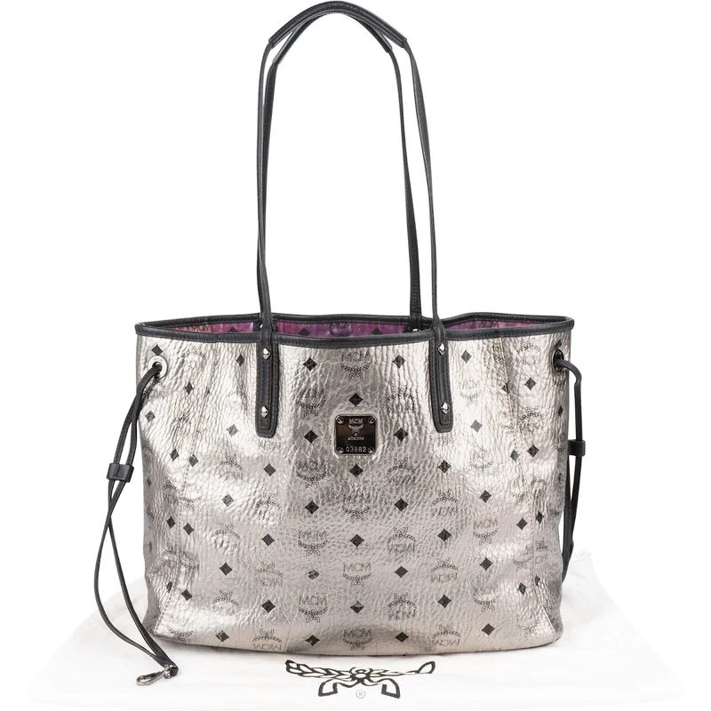 MCM Monogram Visetos Metallic Reversible Liz Shopper Shoulder Bag