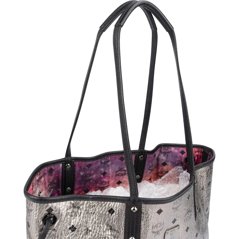 MCM Monogram Visetos Metallic Reversible Liz Shopper Shoulder Bag