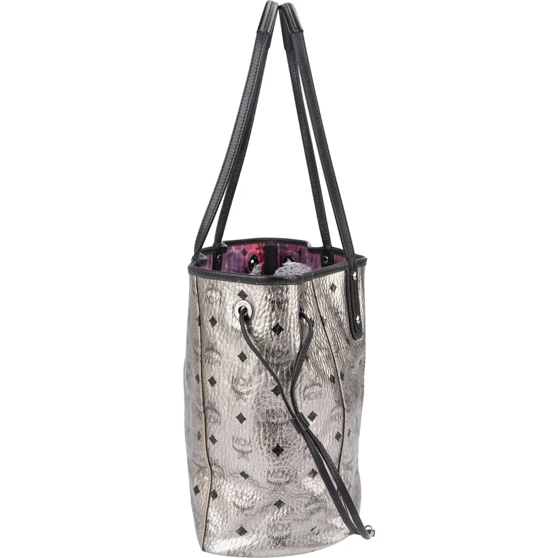 MCM Monogram Visetos Metallic Reversible Liz Shopper Shoulder Bag