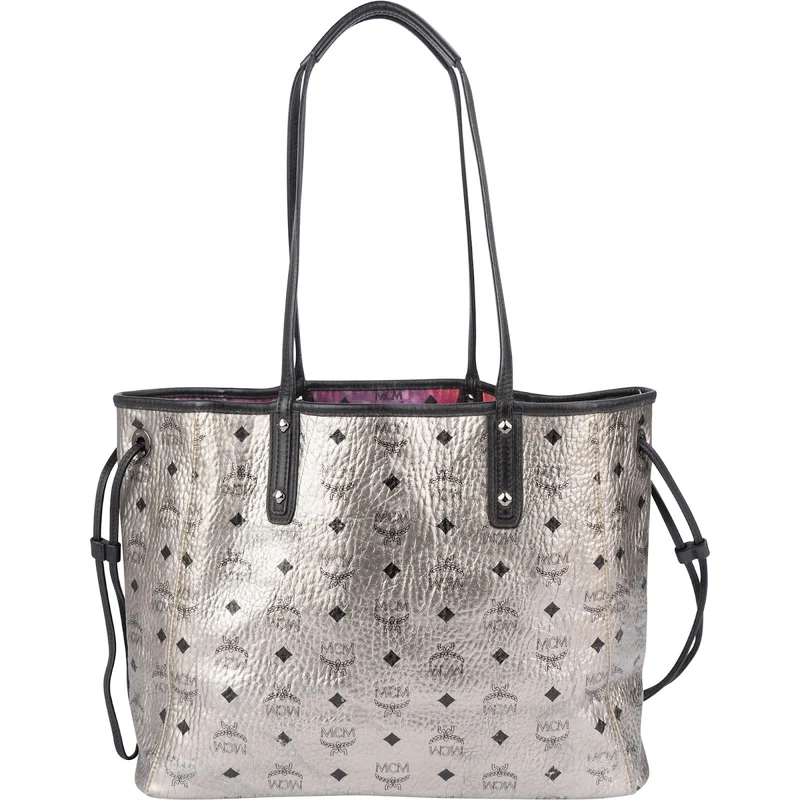 MCM Monogram Visetos Metallic Reversible Liz Shopper Shoulder Bag