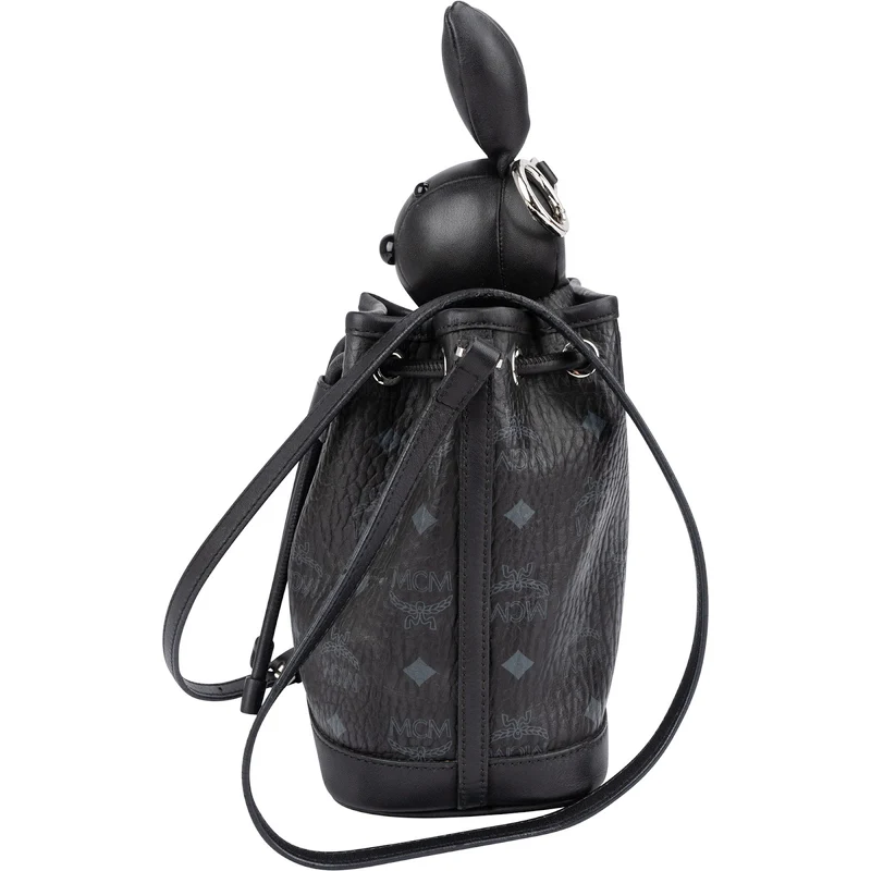 MCM Monogram Visetos Rabbit Drawstring Small Bucket Crossbody Bag