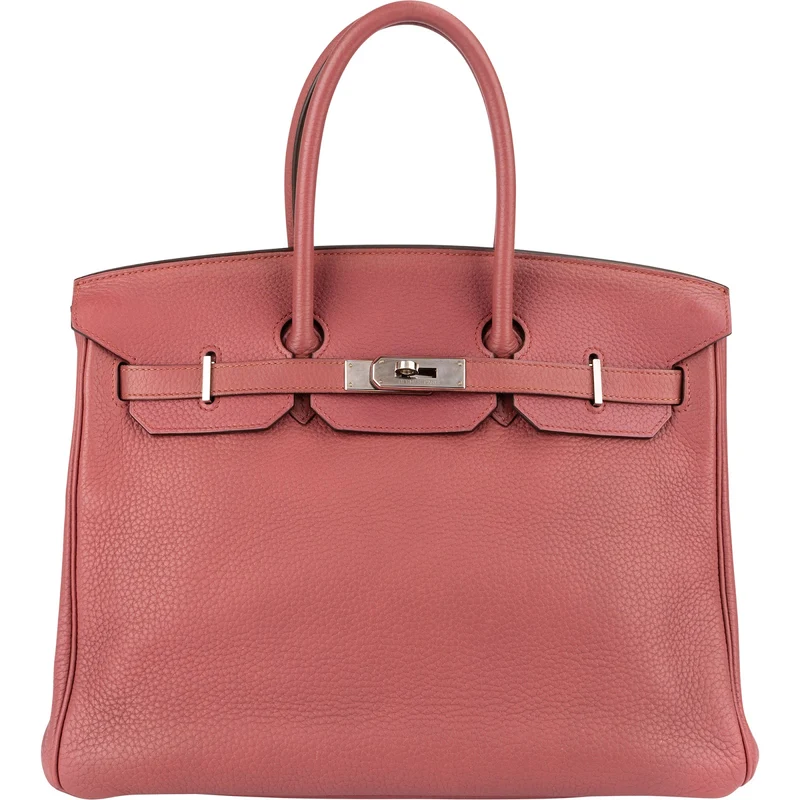 Hermès Bois De Rose Taurillon Clemence Leather Palladium Birkin 35 Handbag