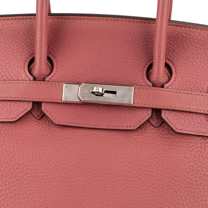 Hermès Bois De Rose Taurillon Clemence Leather Palladium Birkin 35 Handbag