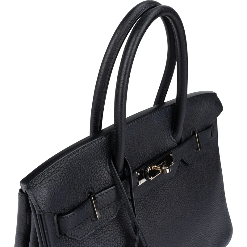 Hermès Blue Indigo Clemence Leather Palladium Birkin 30 Handbag