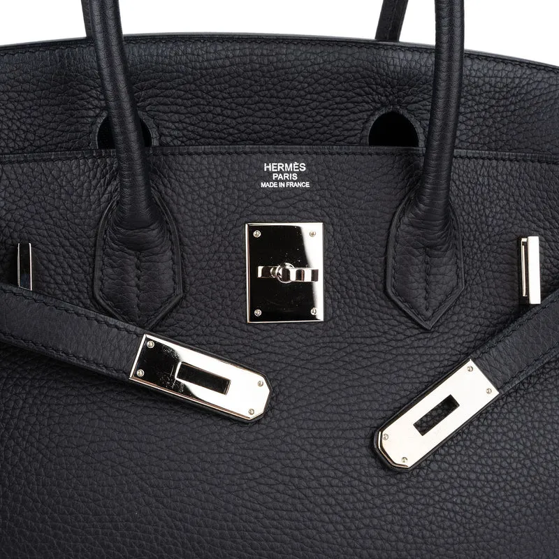 Hermès Blue Indigo Clemence Leather Palladium Birkin 30 Handbag