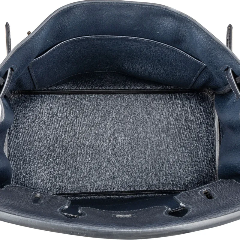 Hermès Blue Indigo Clemence Leather Palladium Birkin 30 Handbag