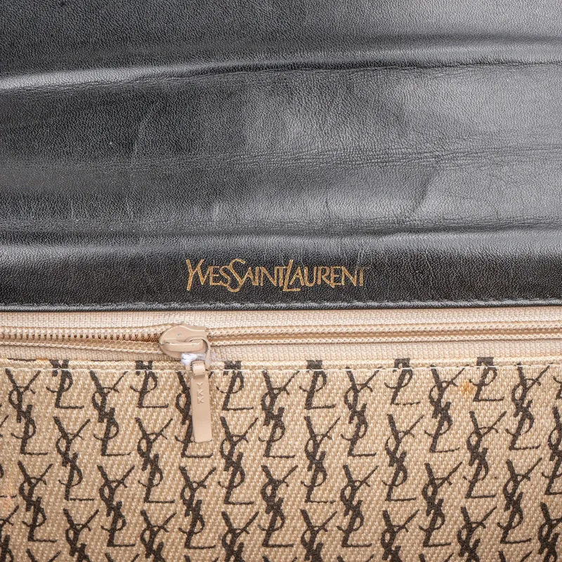 Yves Saint Laurent Vintage Studded Emblem Clutch Bag