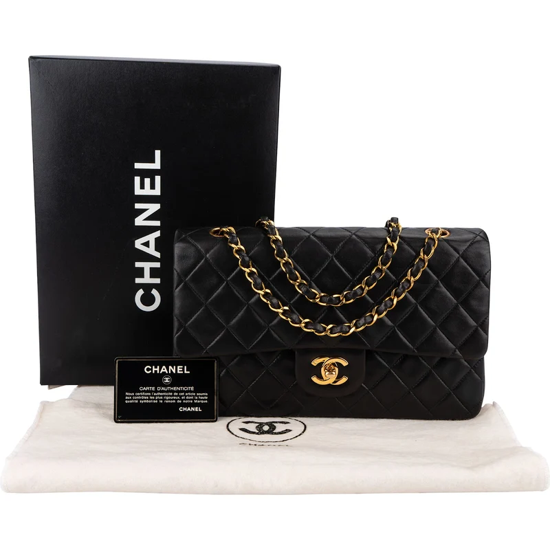 Chanel Quilted Lambskin 24K Gold Medium Double Flap Shoulder Bag