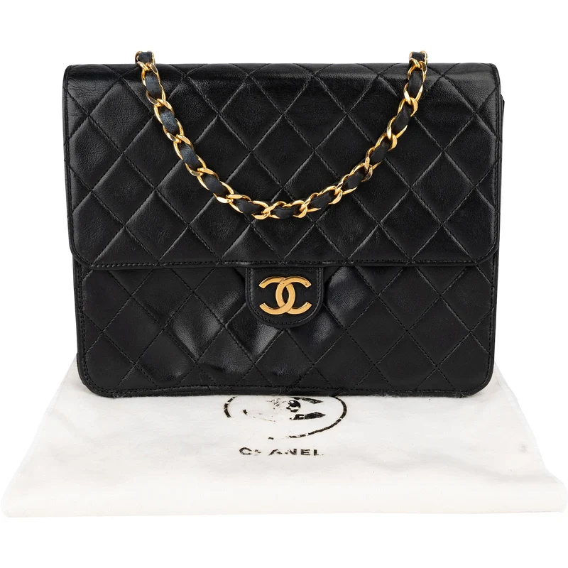 Chanel Quilted Lambskin 24K Gold Single Flap Shoulder Bag