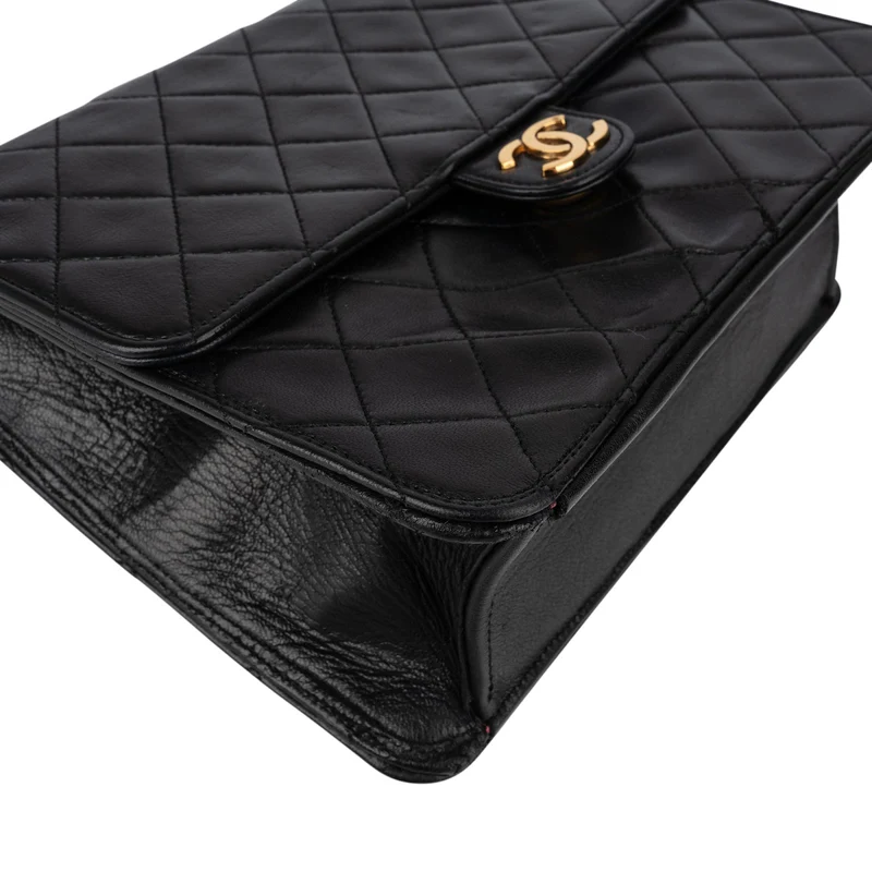 Chanel Quilted Lambskin 24K Gold Single Flap Shoulder Bag