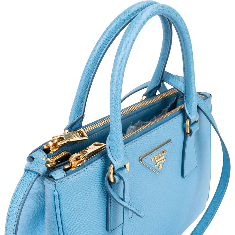 Prada Light Blue Saffiano Leather Galleria Small Handbag