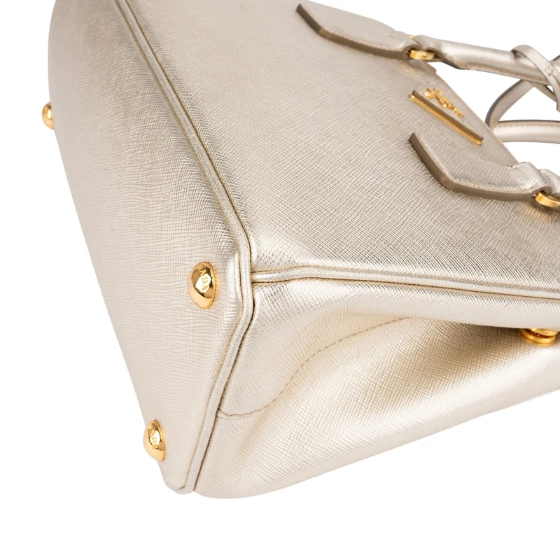 Prada Metallic Saffiano Leather Galleria Small Handbag