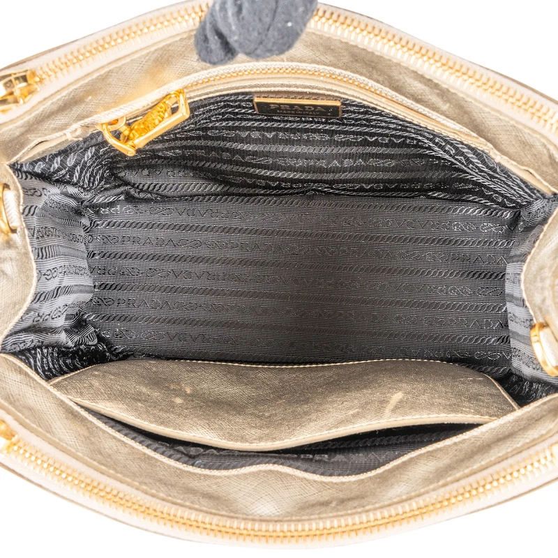 Prada Metallic Saffiano Leather Galleria Small Handbag