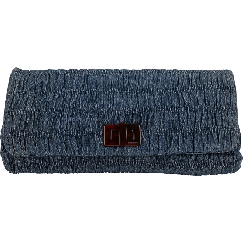 Prada Denim Gauffre Jumbo Clutch Bag