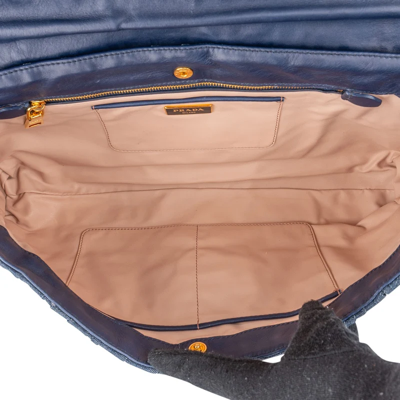 Prada Denim Gauffre Jumbo Clutch Bag