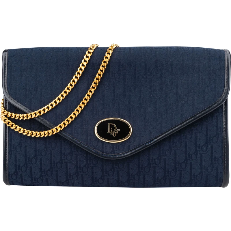Christian Dior Blue Oblique Monogram Single Enevelope Flap Shoulder Bag