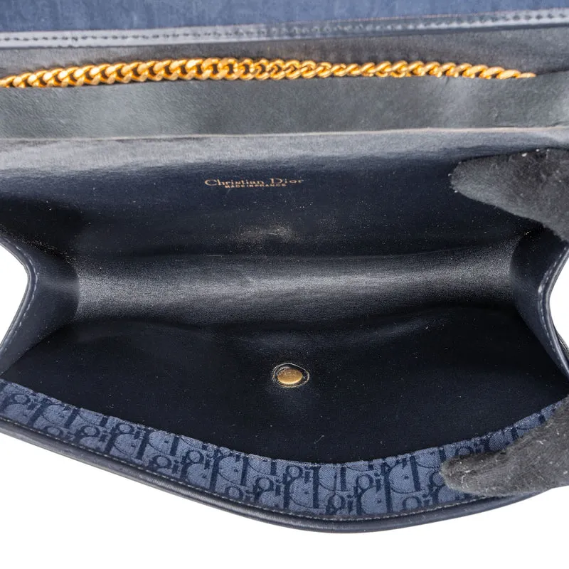 Christian Dior Blue Oblique Monogram Single Enevelope Flap Shoulder Bag