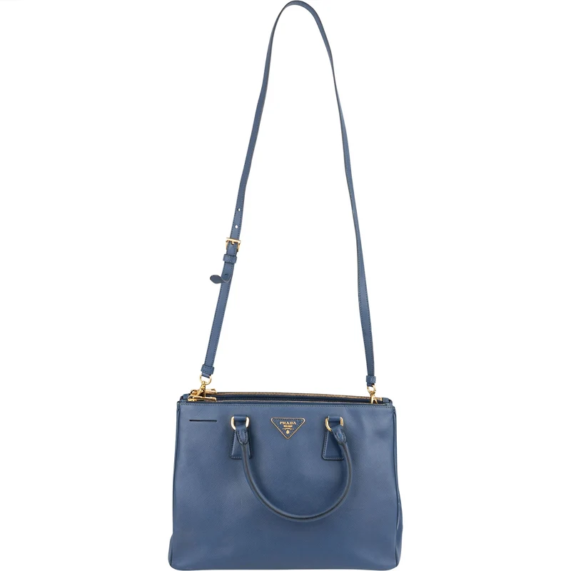 Prada Blue Saffiano Leather Galleria Handbag