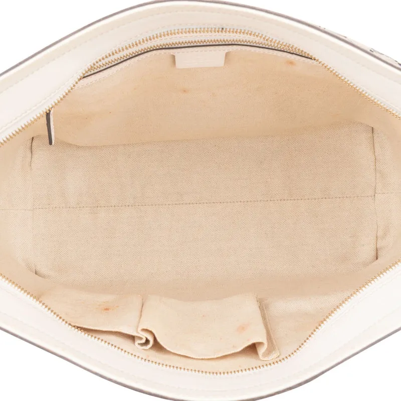 Gucci Monogram GG Canvas Sherry Line White Tote Shoulder Bag