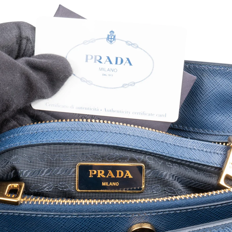 Prada Blue Saffiano Lux Galleria Handbag