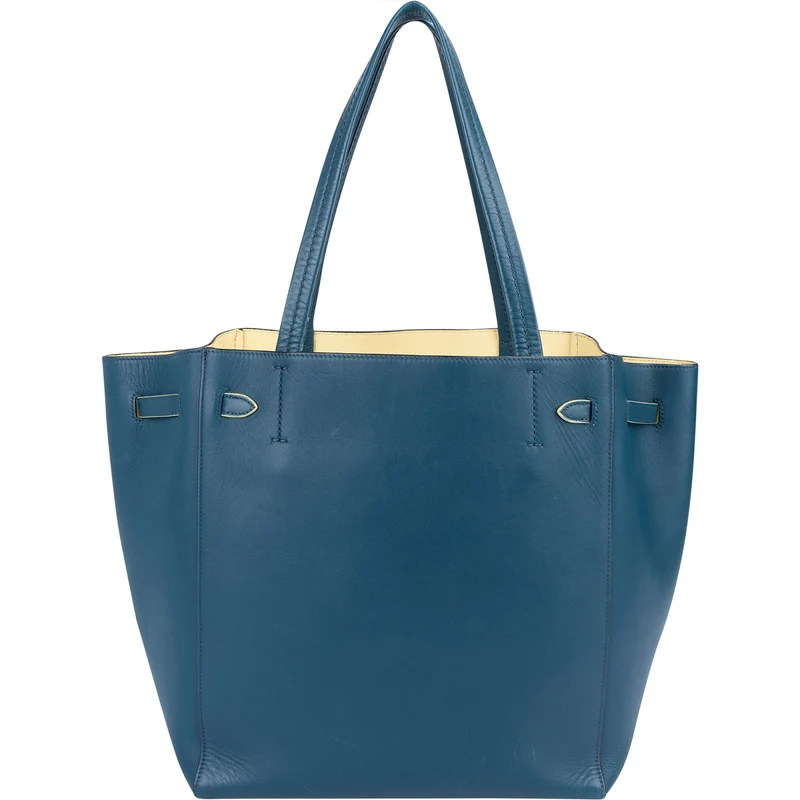 Céline Blue Leather Cabas Phantom Drawstring Tassel Shoulder Bag