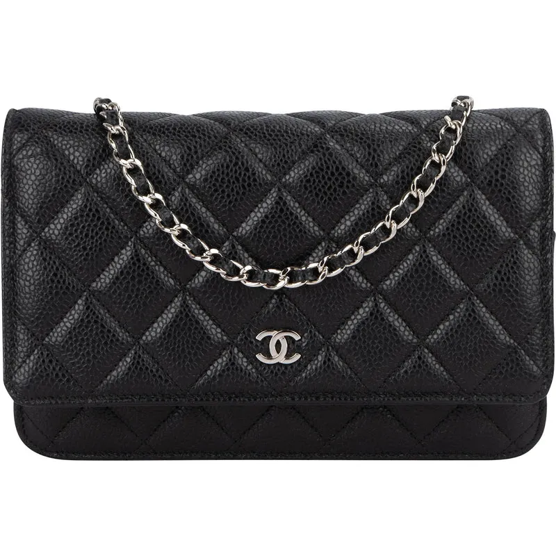Chanel Quilted Caviar Leather Wallet on Chain Crossbody Bag