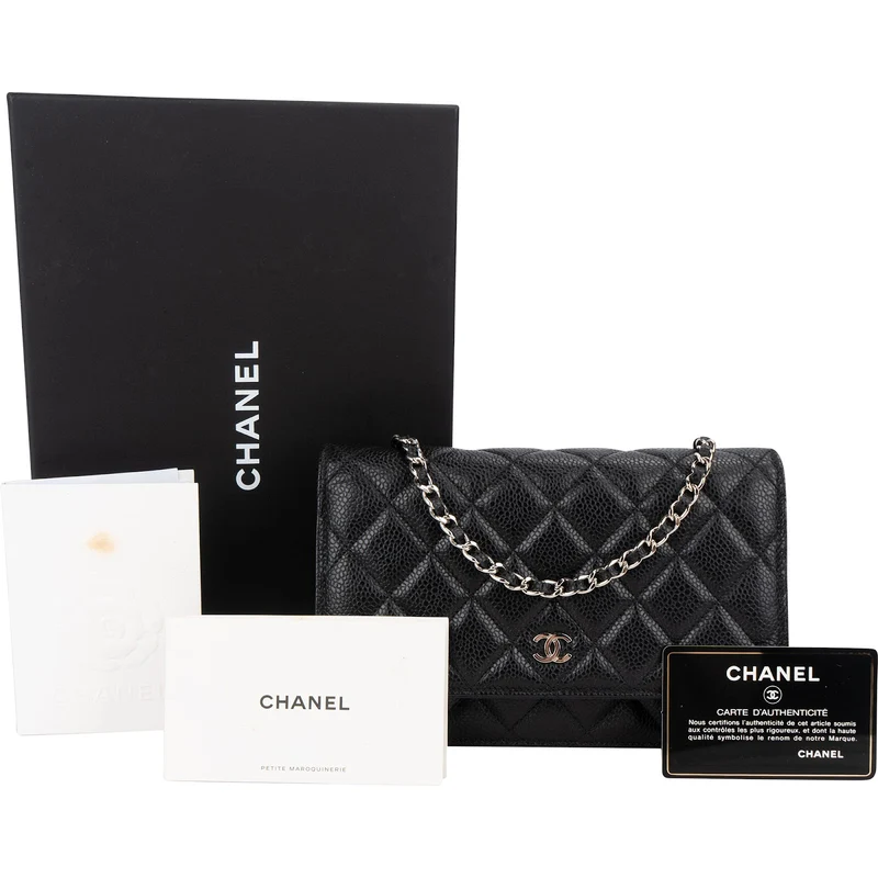 Chanel Quilted Caviar Leather Wallet on Chain Crossbody Bag