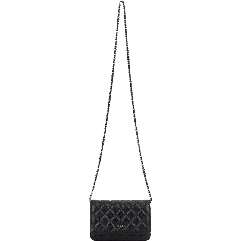 Chanel Quilted Caviar Leather Wallet on Chain Crossbody Bag