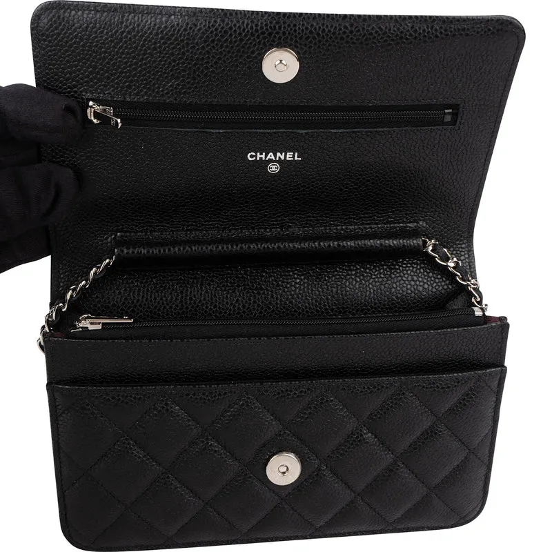 Chanel Quilted Caviar Leather Wallet on Chain Crossbody Bag