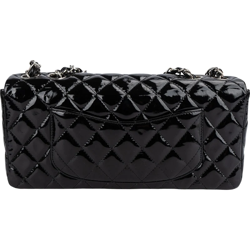 Chanel Quilted Patent Leather East West Single Flap Shoulder Bag