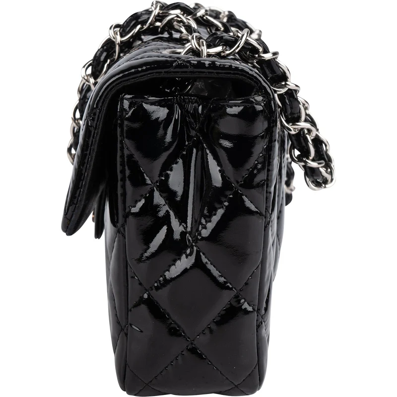 Chanel Quilted Patent Leather East West Single Flap Shoulder Bag
