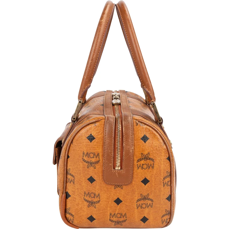 MCM Monogram Visetos Boston Pocket Handbag