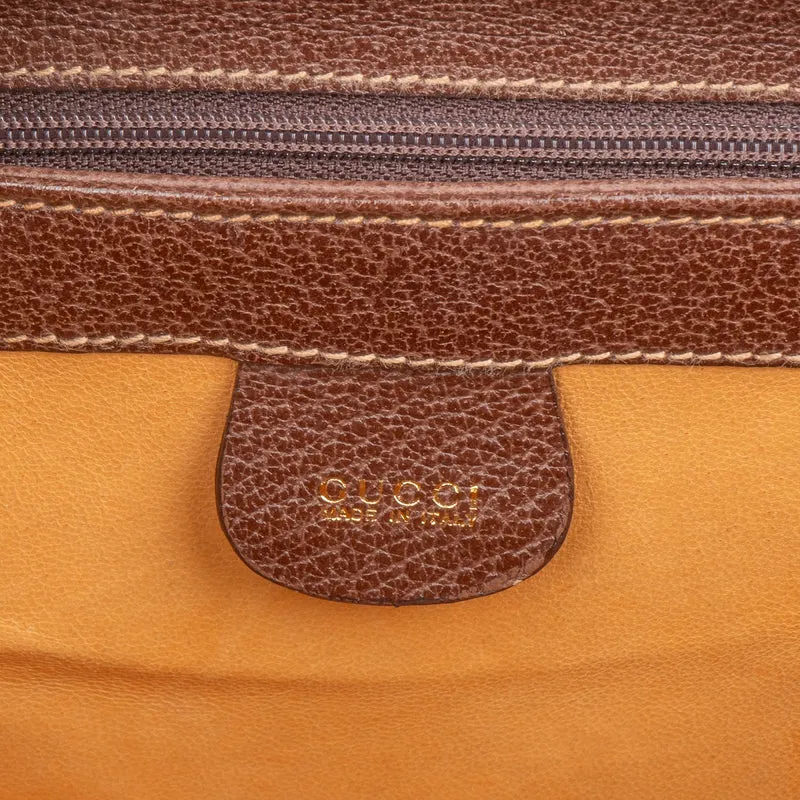 Gucci Brown Leather Bamboo Lock Top Handle Handbag