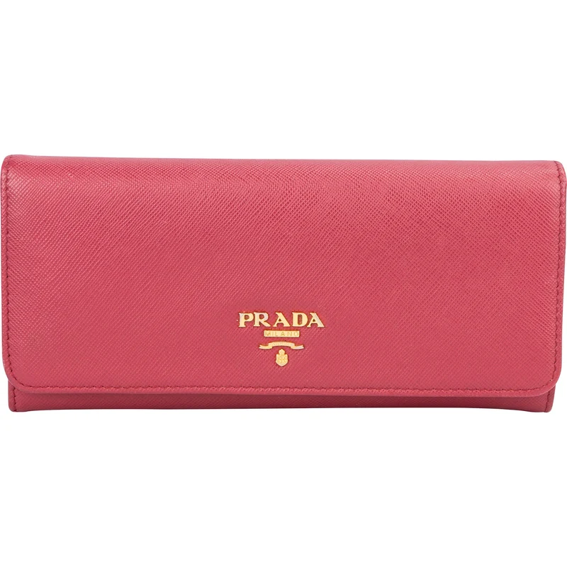Prada Pink Saffiano Leather Continental Wallet