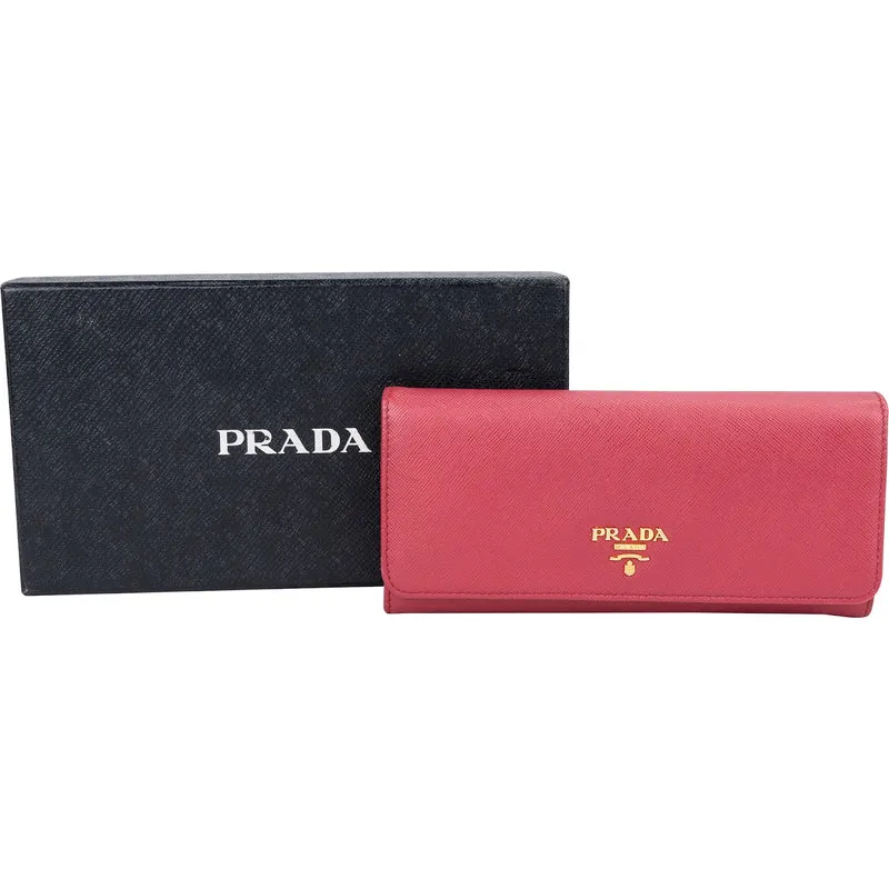 Prada Pink Saffiano Leather Continental Wallet