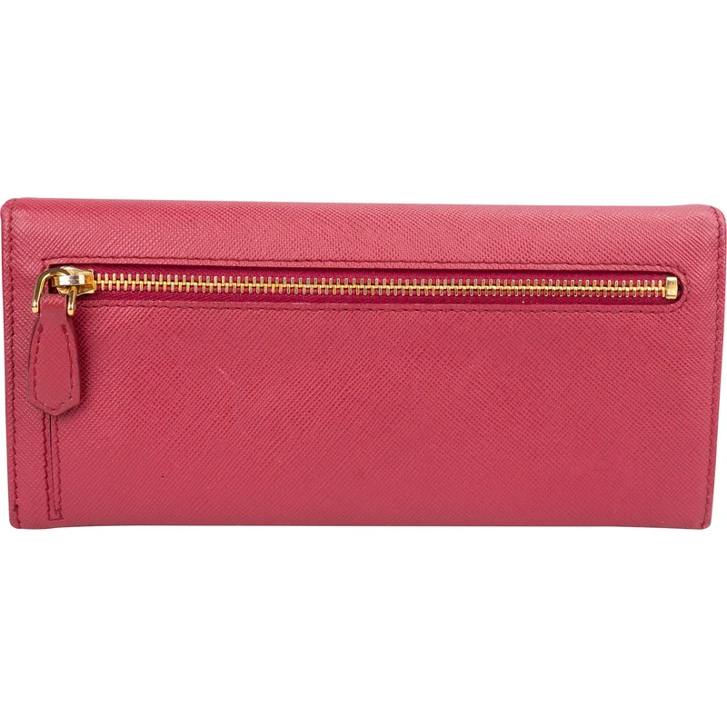 Prada Pink Saffiano Leather Continental Wallet