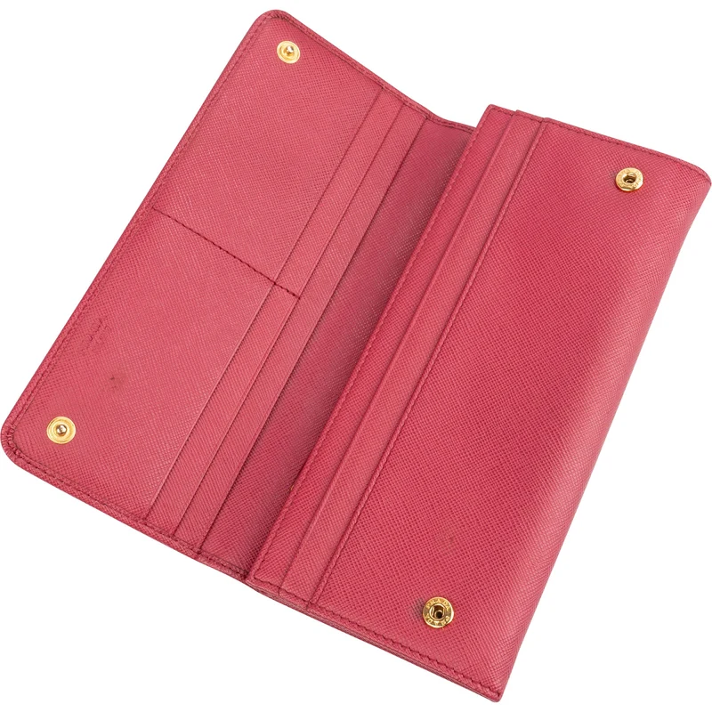 Prada Pink Saffiano Leather Continental Wallet