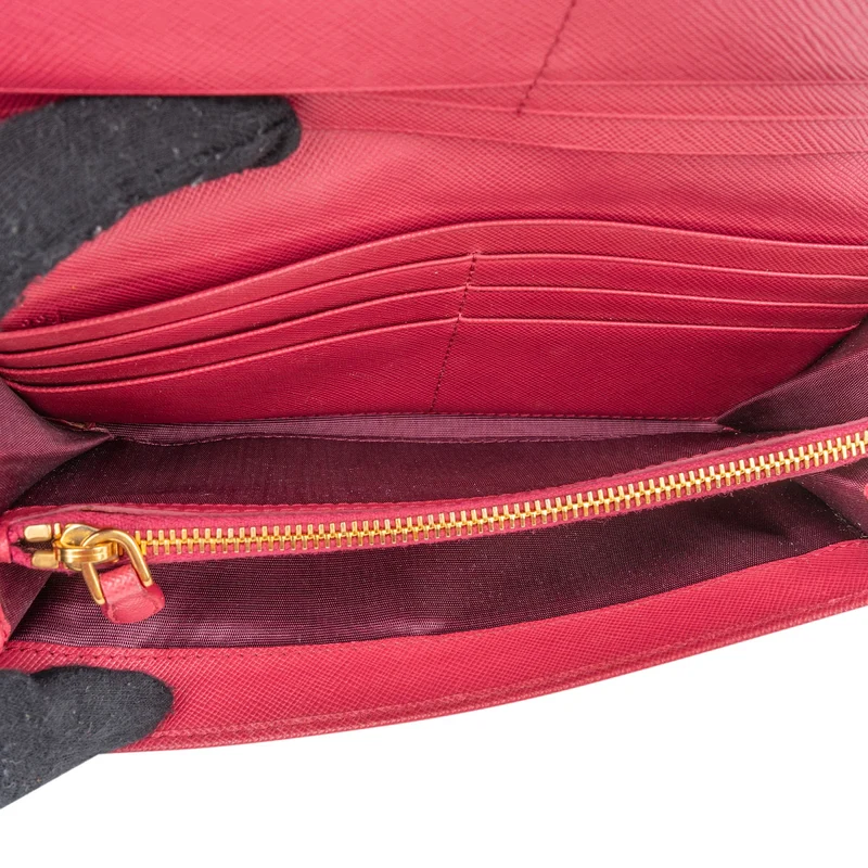 Prada Pink Saffiano Leather Continental Wallet