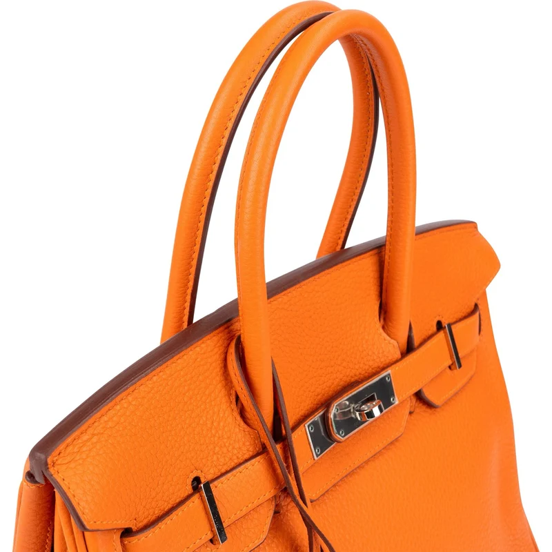 Hermès Orange Togo Leather Palladium Birkin 30 Handbag