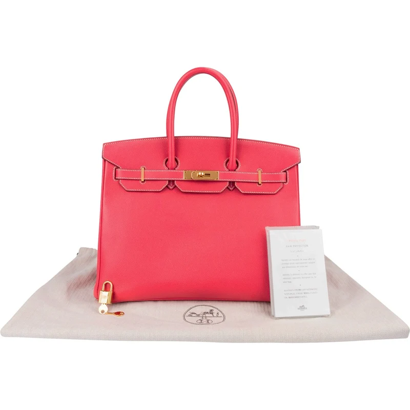 Hermès Rose Tyrien Epsom Leather Gold Birkin 35 Handbag