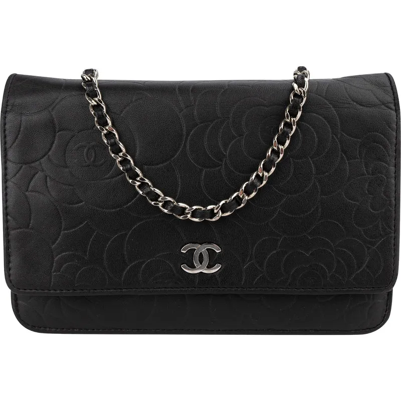 Chanel Camellia Embossed Wallet on Chain Crossbody Bag