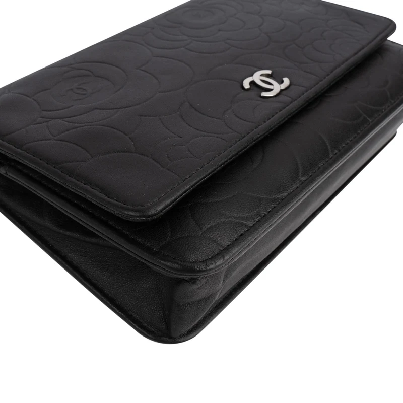 Chanel Camellia Embossed Wallet on Chain Crossbody Bag