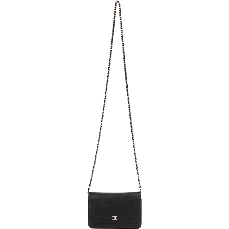 Chanel Camellia Embossed Wallet on Chain Crossbody Bag