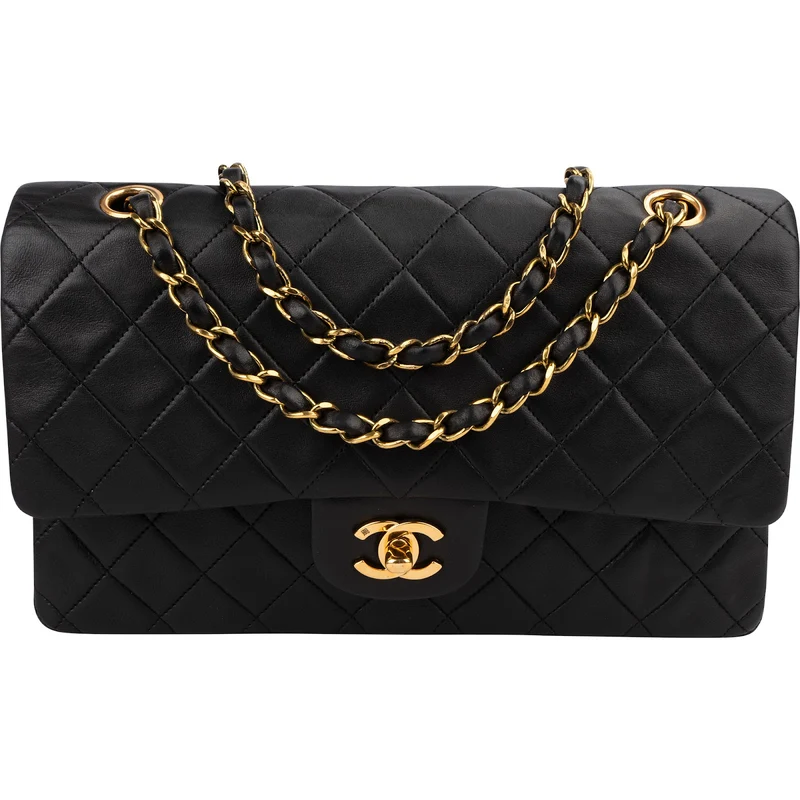Chanel Quilted Lambskin Medium 24K Gold Double Flap Shoulder Bag