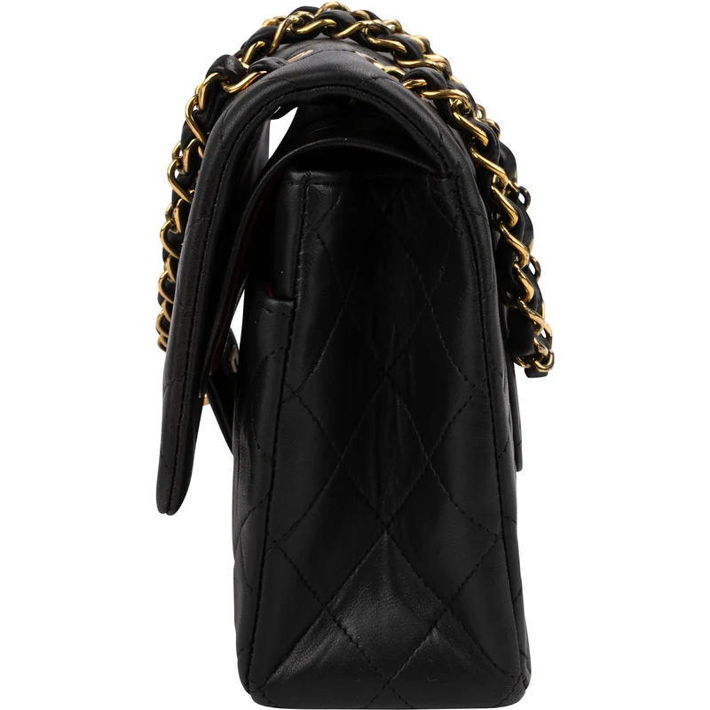 Chanel Quilted Lambskin Medium 24K Gold Double Flap Shoulder Bag
