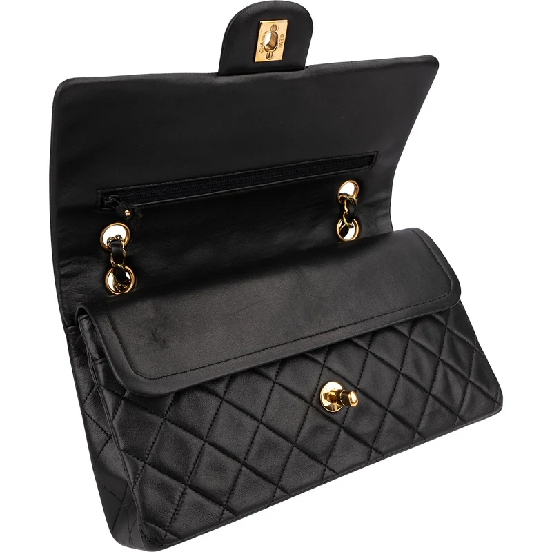 Chanel Quilted Lambskin Medium 24K Gold Double Flap Shoulder Bag