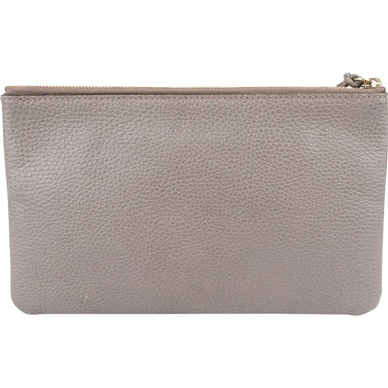 Gucci Grey Leather Bamboo Tassel Clutch