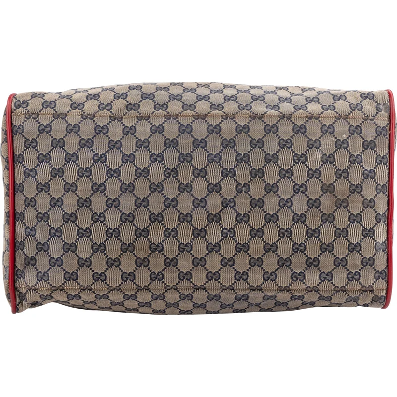 Gucci Monogram GG Plus Canvas Web Stripe Boston 40 Handbag