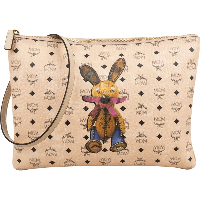 MCM Monogram Visetos Zoo Rabbit Pouch Crossbody Bag