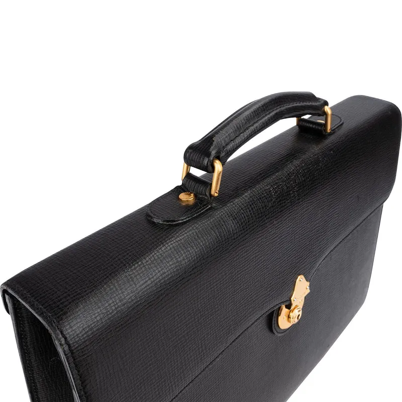 Burberrys Textured Leather Briefcase Handbag